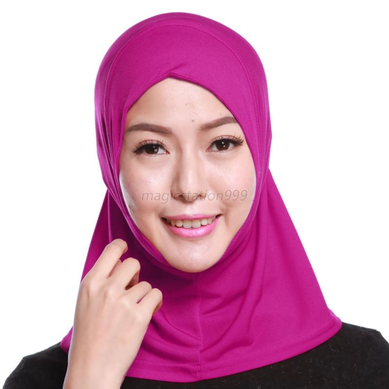 Muslim Women Under Scarf Hat Cap Islamic Ladies Neck Cover Hijab   Rose Red 